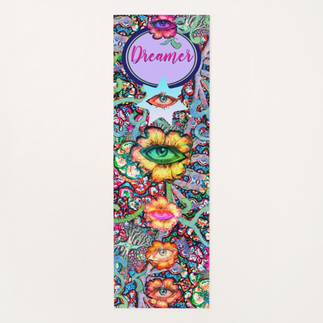 Chakra Floral Dreamer Colorful Unusual Mystical  Yoga Mat (Front)