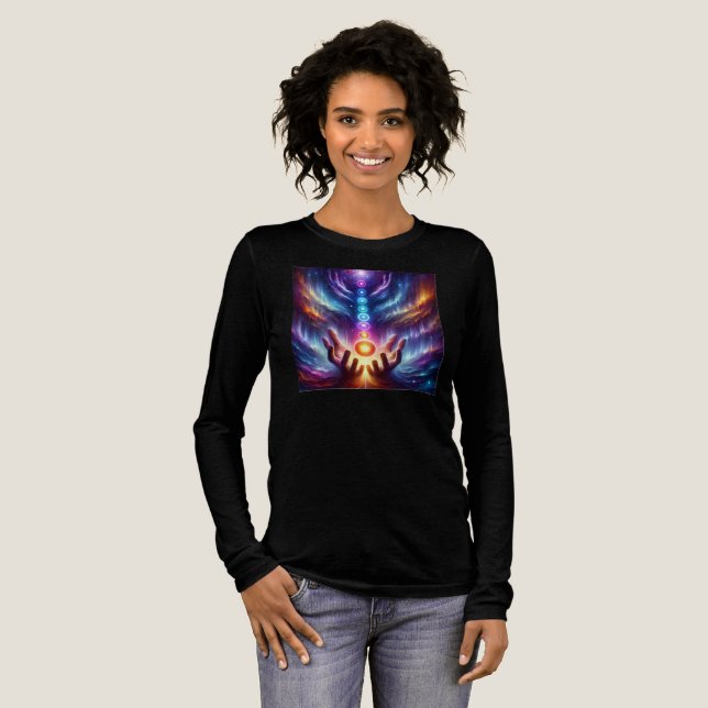     Chakra Flow Long-Sleeve Tee – Spectrum Colors (Full Front)