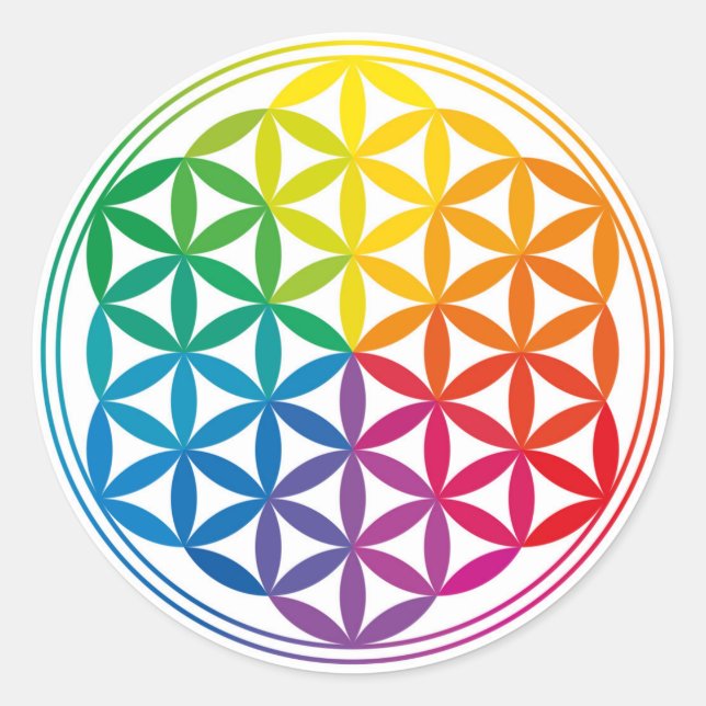 Chakra Flower Of Life Grid Classic Round Sticker (Front)