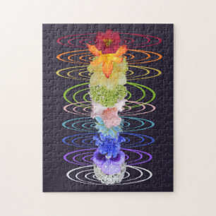 Chakra Flowers Zen Yoga Spiritual Fun Jigsaw Puzzle