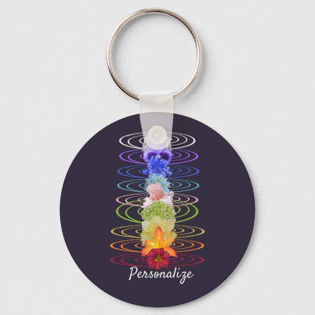Chakra Flowers Zen Yoga Spiritual Personalized Keychain (Front)