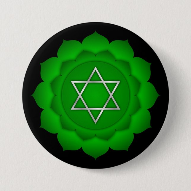 Chakra Green Heart Zen Yoga Spiritual Meditation Button (Front)