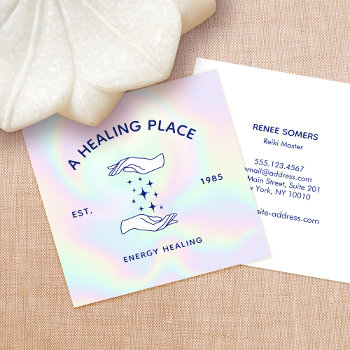 Chakra Healer Reiki Practitioner Hands Square Business Card by sm_business_cards at Zazzle