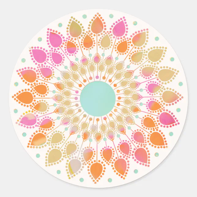 Chakra Lotus Flower Mandala Classic Round Sticker | Zazzle