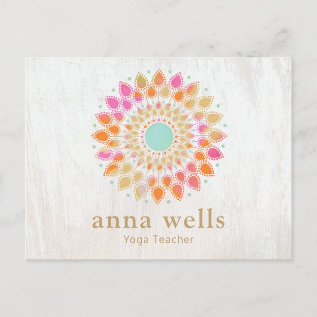 Chakra  Lotus Mandala Yoga Teacher Business Card (Front)