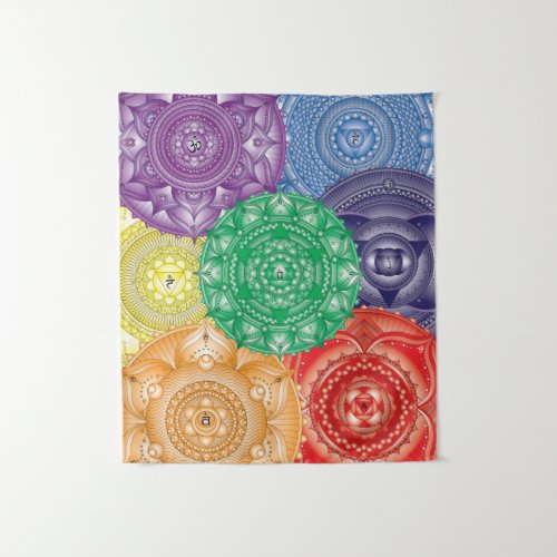 Chakra Mandala Collage Multi_Color Tapestry