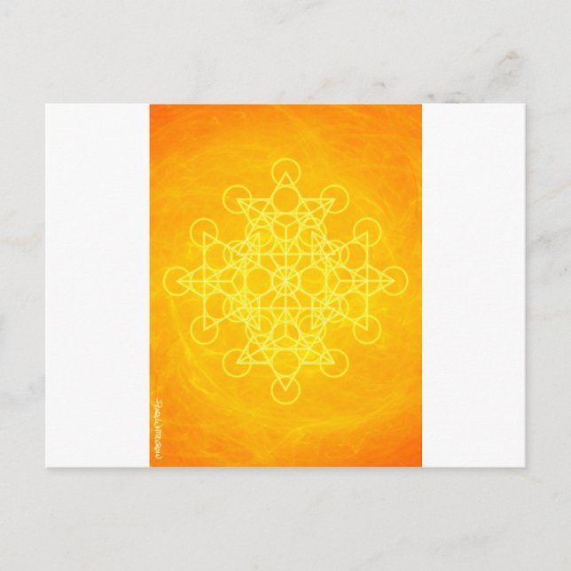 Chakra Mandala Sacred Geometry Bright Yellow Postcard (Front)