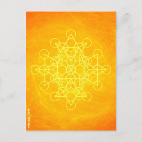 Chakra Mandala Sacred Geometry Bright Yellow Postcard