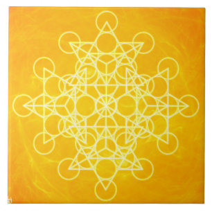 Chakra Mandala Sacred Geometry Bright Yellow Tile