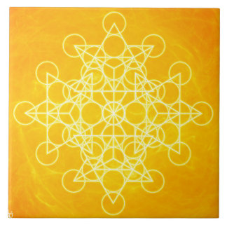 Chakra Mandala Sacred Geometry Bright Yellow Tile
