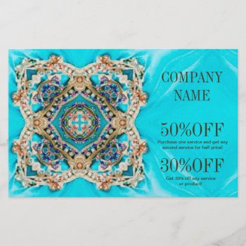 Chakra Massage Therapist Yoga Turquoise Bohemian Flyer by businesscardsdepot at Zazzle