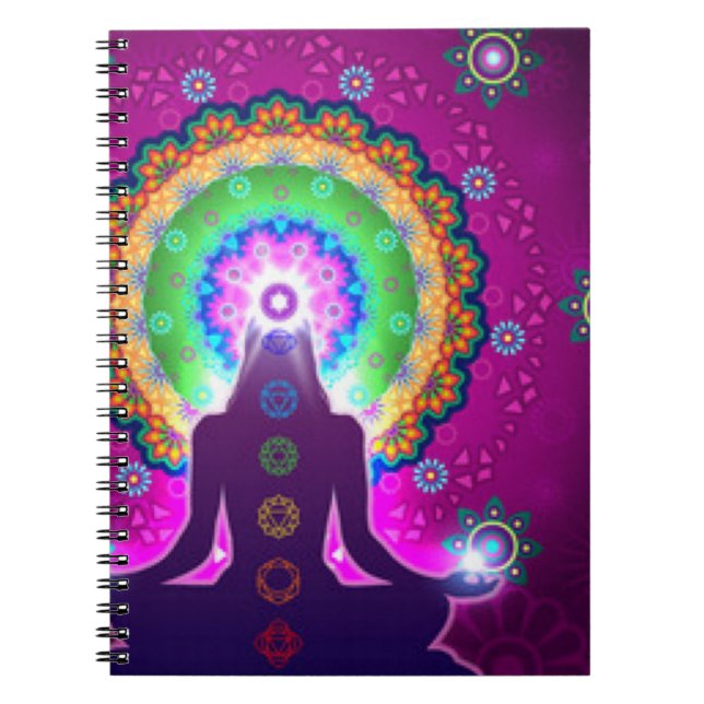 Chakra Meditation Floral Pattern Design Notebook (Front)
