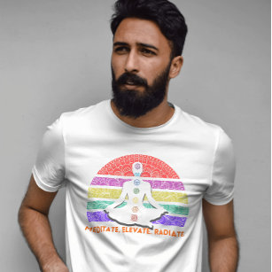 Yoga Lady Rainbow Chakra Symbols T-Shirt Women -Image by