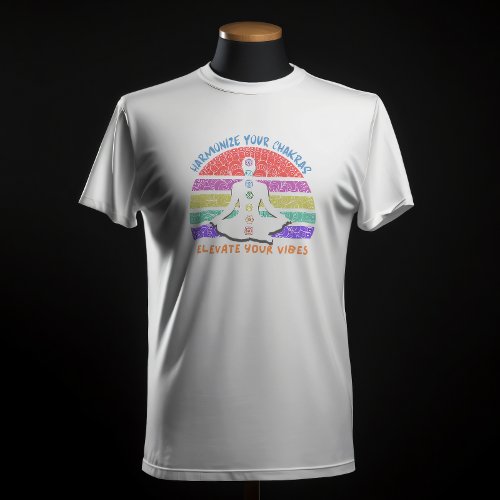 Chakra Meditation Yoga Rainbow Sunset T_Shirt