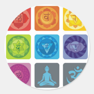 chakra,ohm, aura,zen,chakras,yoga,yogi,healer classic round sticker