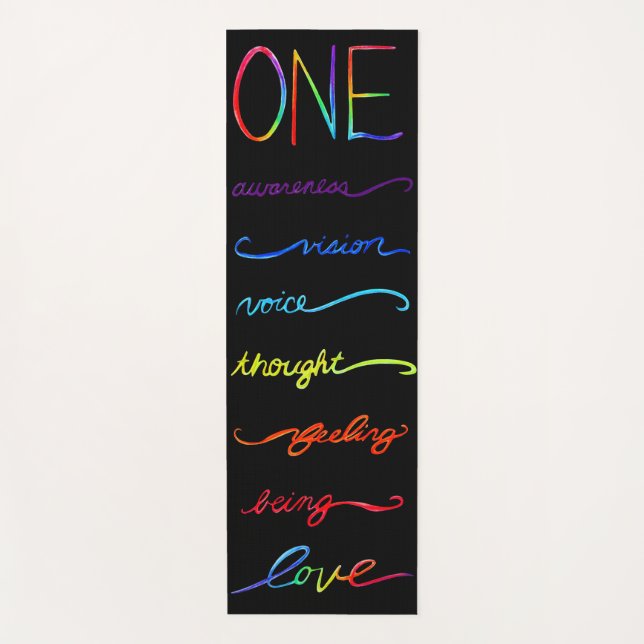 Chakra Rainbow Word Art Yoga Mat (Front)