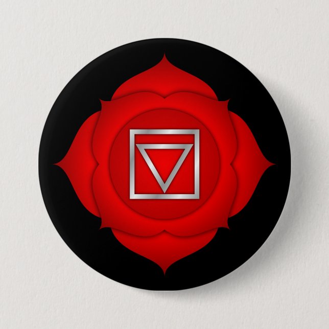 Chakra Red Root Zen Yoga Spiritual Meditation Button (Front)