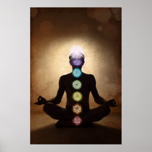 chakra, seven chakras, energy system, symbols,aura poster