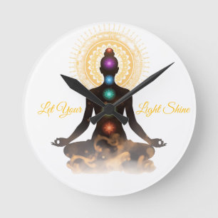 Chakra Silhouette Golf Balls – Let Your Light Shin Round Clock