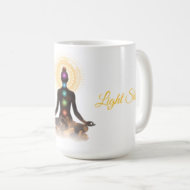 Chakra Silhouette – Let Your Light Shin Coffee Mug (Front Right)