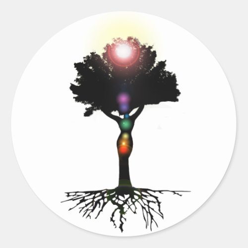 Chakra Tree Classic Round Sticker