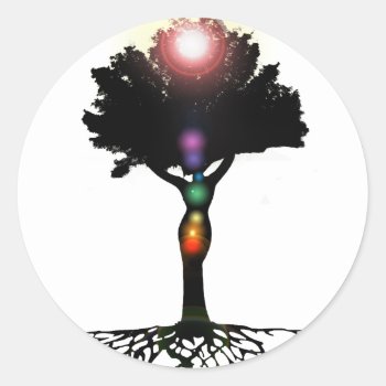 Chakra Tree Classic Round Sticker by DefineExPression at Zazzle