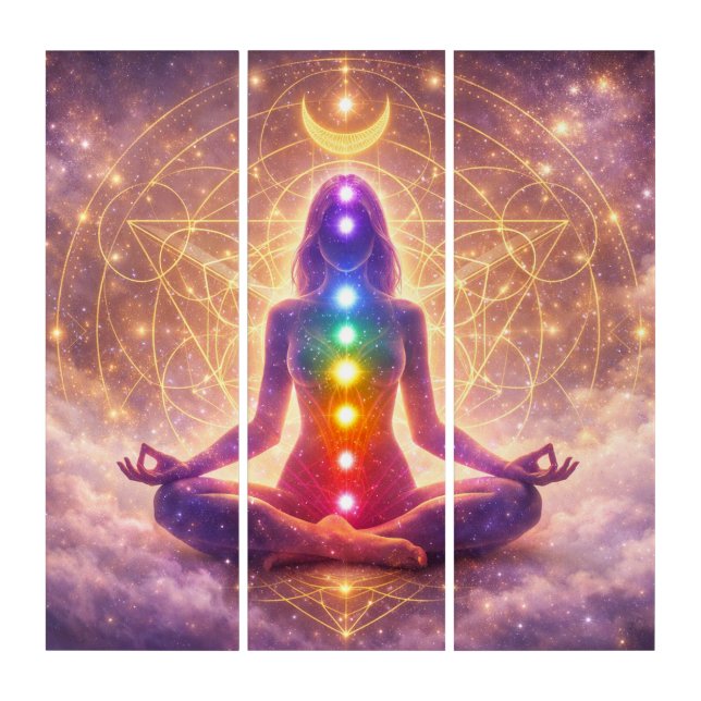 Chakra Triptych Wall Art Meditation Decor (Front)