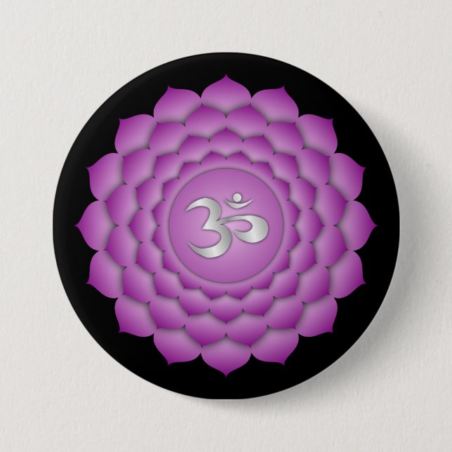 Chakra Violet Crown Zen Yoga Meditation Button (Front)