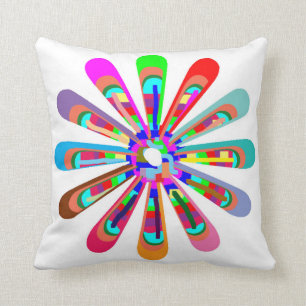 CHAKRA WHEEL Round Neon Sparkle Healing Decoration Throw Pillow