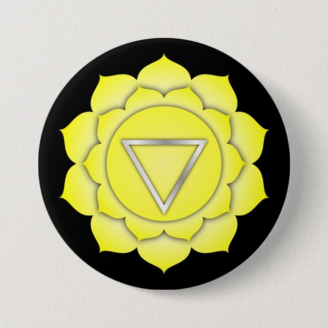 Chakra Yellow Solar Zen Yoga Spiritual Meditation Button (Front)