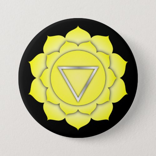 Chakra Yellow Solar Zen Yoga Spiritual Meditation Button