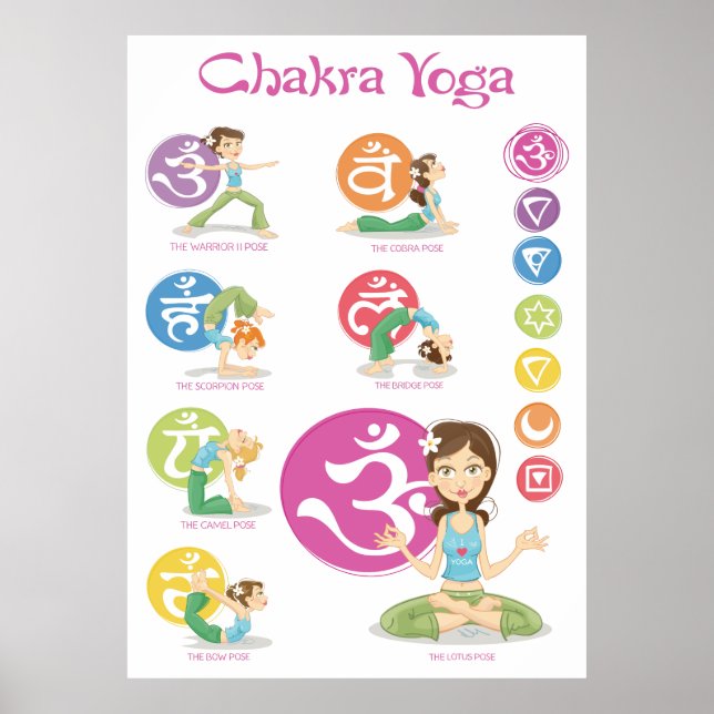 Chakra Yoga Girls Illustrations Vertical Poster (Front)