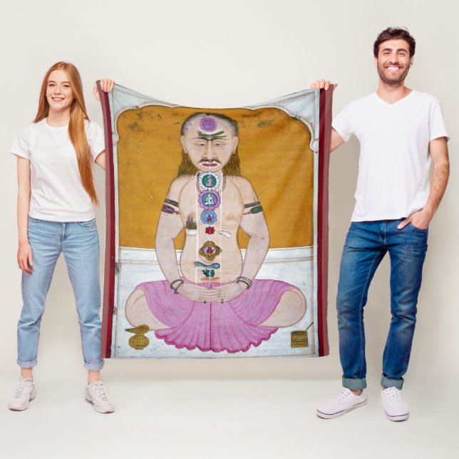 Chakra Yoga Illustration for Meditation Fleece Blanket (In Situ)