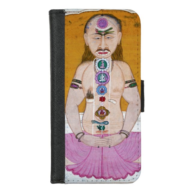 Chakra Yoga Illustration for Meditation iPhone Wallet Case (Front)