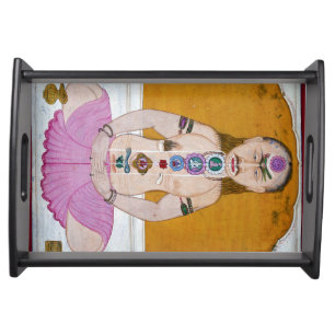 Chakra Yoga Illustration for Meditation Serving Tray