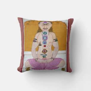Chakra Yoga Illustration for Meditation Throw Pillow
