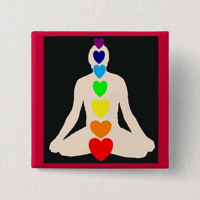 Chakra Yoga Lotus Position Gifts Button (Front)