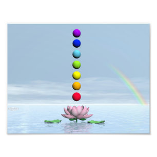 Chakras and rainbow - 3D render Photo Print