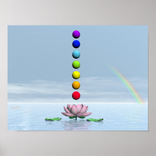 Chakras and rainbow - 3D render Poster