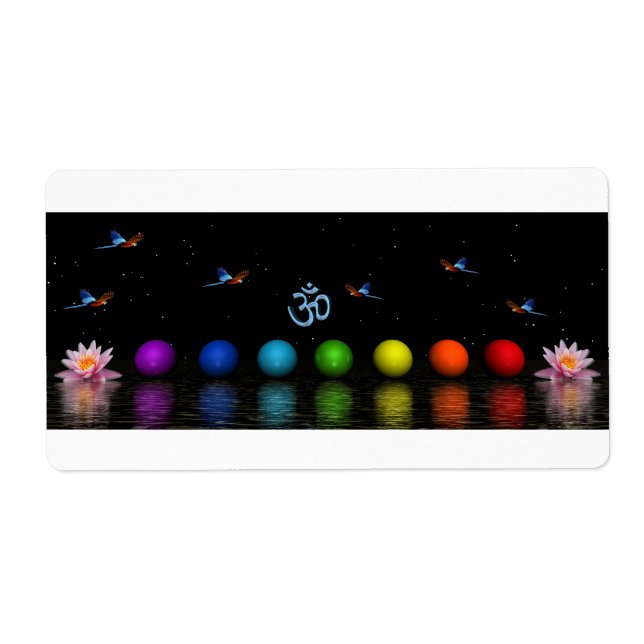 chakras birds and aum label (Front)