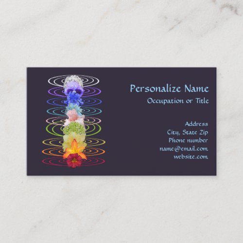 Chakras Colors Flowers Zen Meditation Business Card