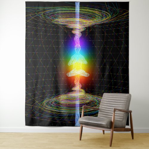 Chakras Energy Activating BlackTapestry Tapestry