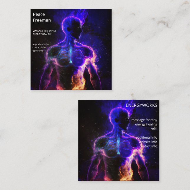 Chakras | Human Auras | Energy Healer  Square Business Card (Front/Back)