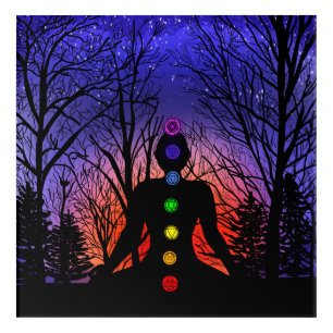 Chakras Meditation Yoga at Sunset Acrylic Print