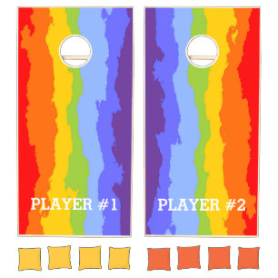 Chakras / Rainbow Colors Waves VI + your ideas Cornhole Set