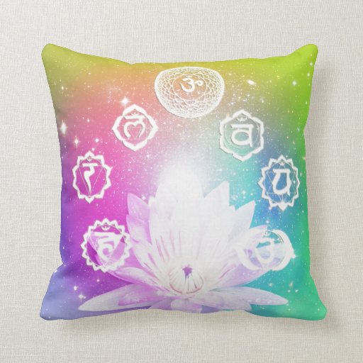 Chakras,red,orange,yellow,green,turquoise,purple Throw Pillow | Zazzle