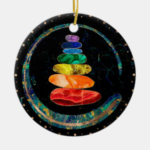 Chakras Zen Stones and Enso circle Ceramic Ornament