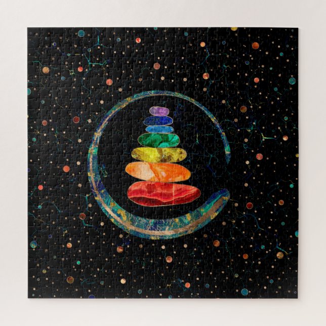 Chakras Zen Stones and Enso circle Jigsaw Puzzle (Vertical)