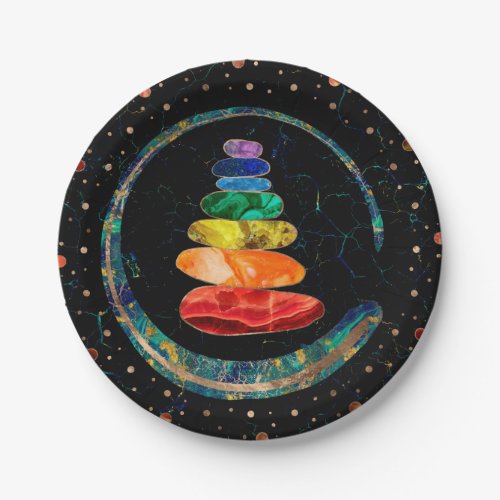 Chakras Zen Stones and Enso circle Paper Plates