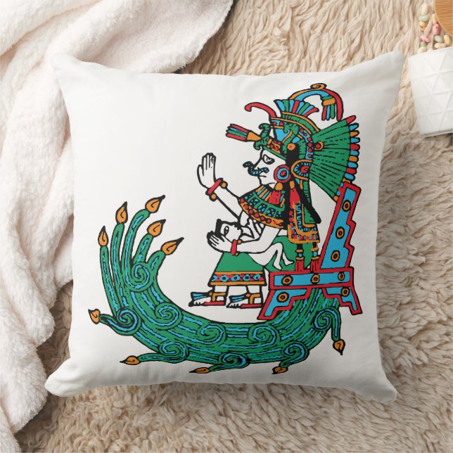 Chalchiuhtlicue – Goddess of Flowing Waters Throw Pillow (Blanket)
